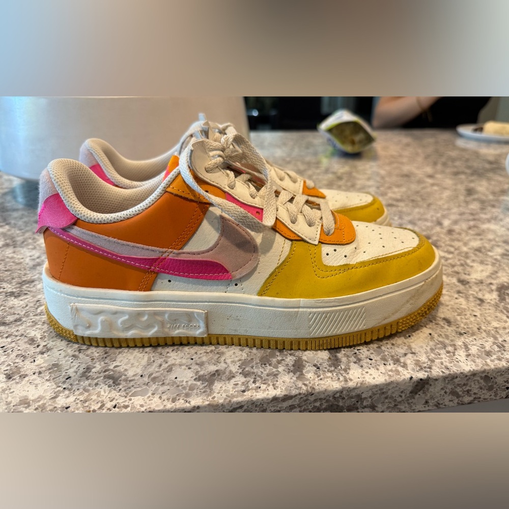 Nike Air Force 1 women’s Sneakers in Orange, Pink, and Yellow